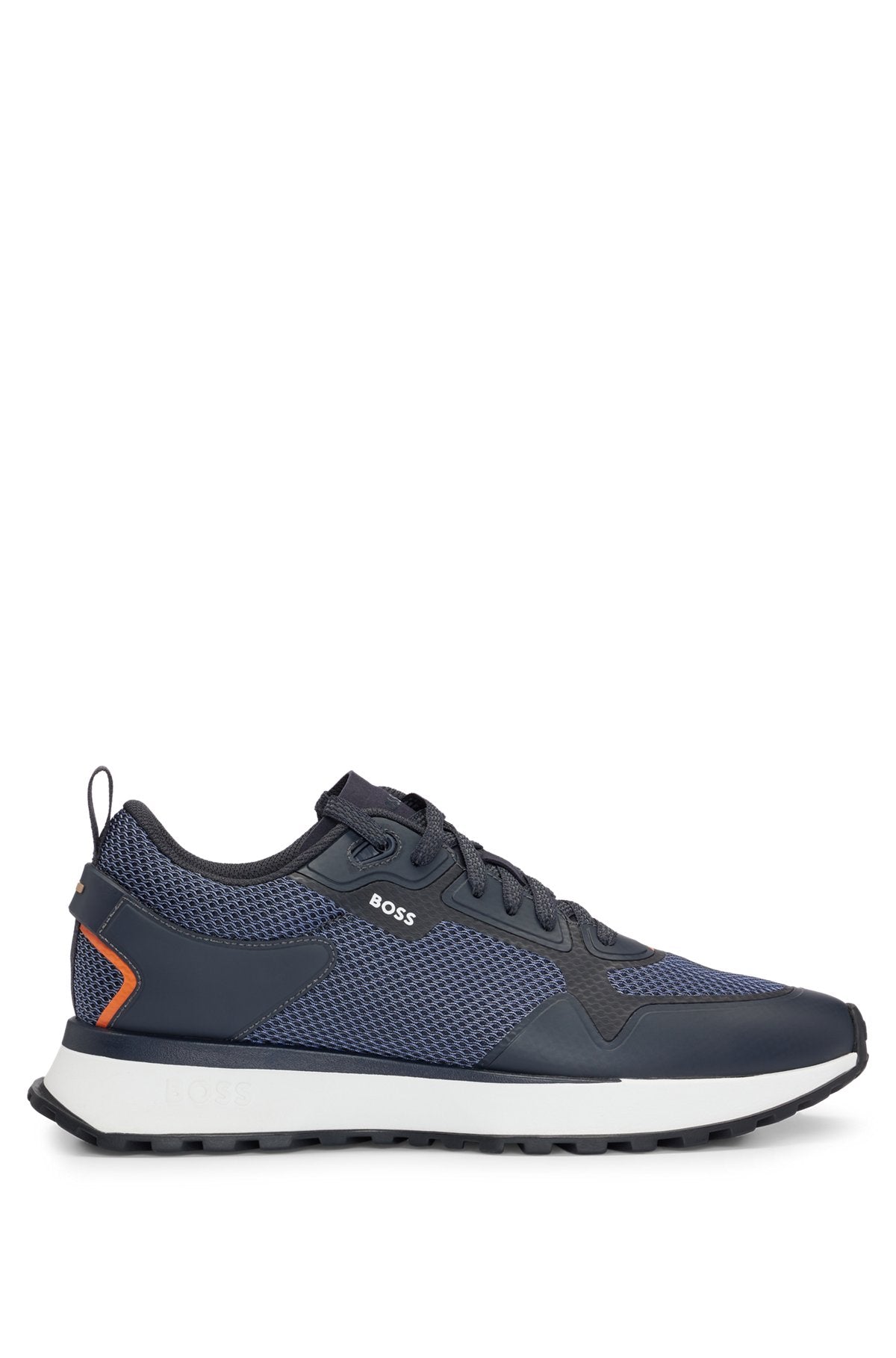 Mixed-material trainers with mesh details and branding Boss